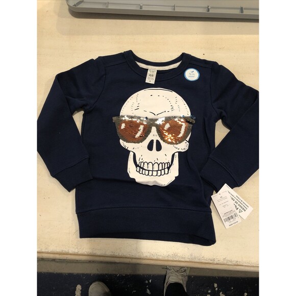 NEW Carter's Skeleton Sweatshirt and Color Changing Halloween Size 4-5 skull - Picture 1 of 3
